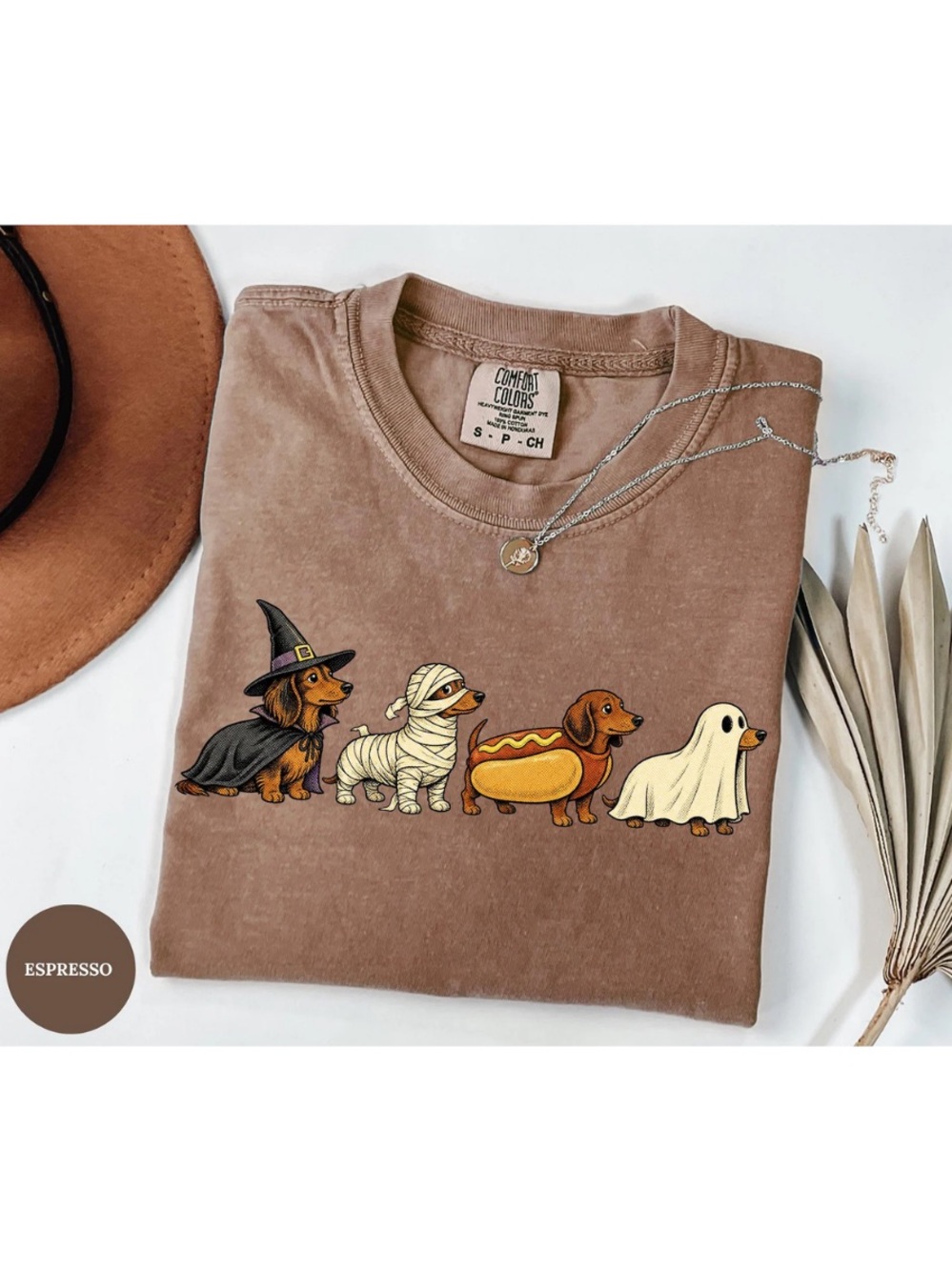Comfort Colors Espresso Dachshund Halloween T‑Shirt